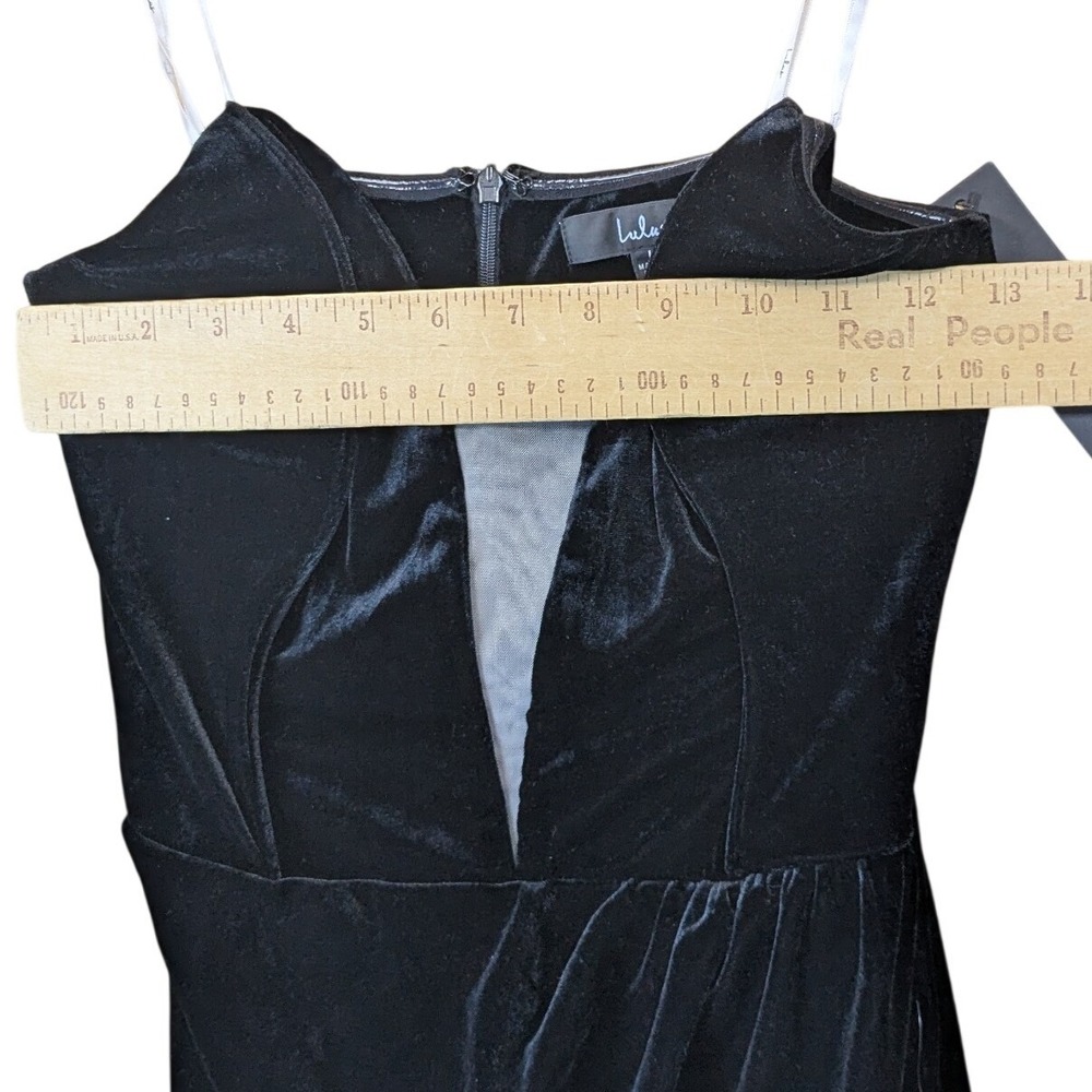 Lulus Maxi Dress Womens Large My Dream Come True Black Velvet Plunge Evening - Picture 6 of 8